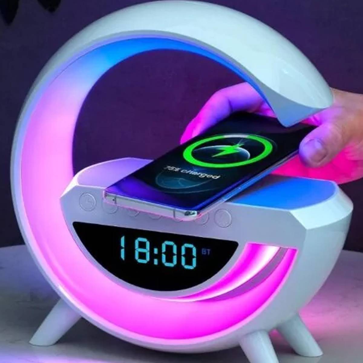 G Shaped Rgb Light Table Lamp With Wireless Charger Bt2301